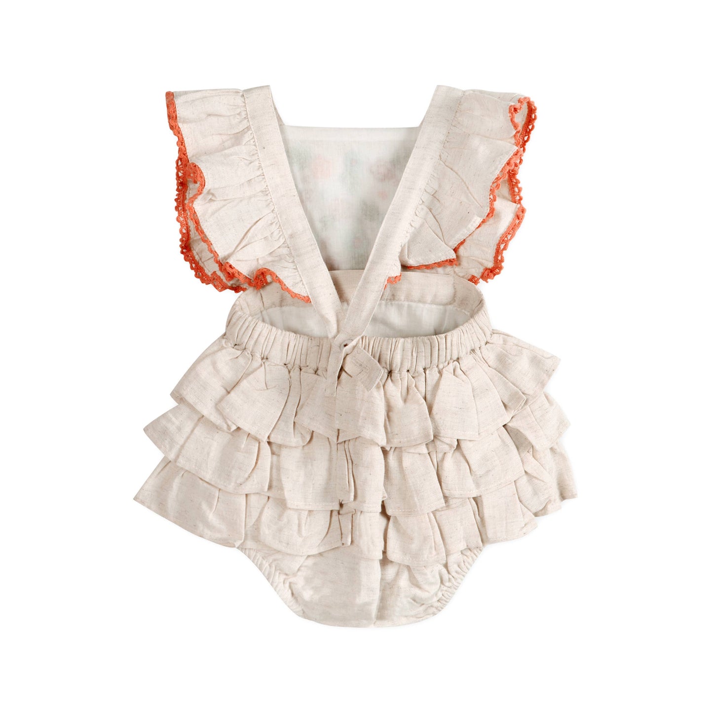 Anya Embroidered Baby Romper + Headband (Linen)