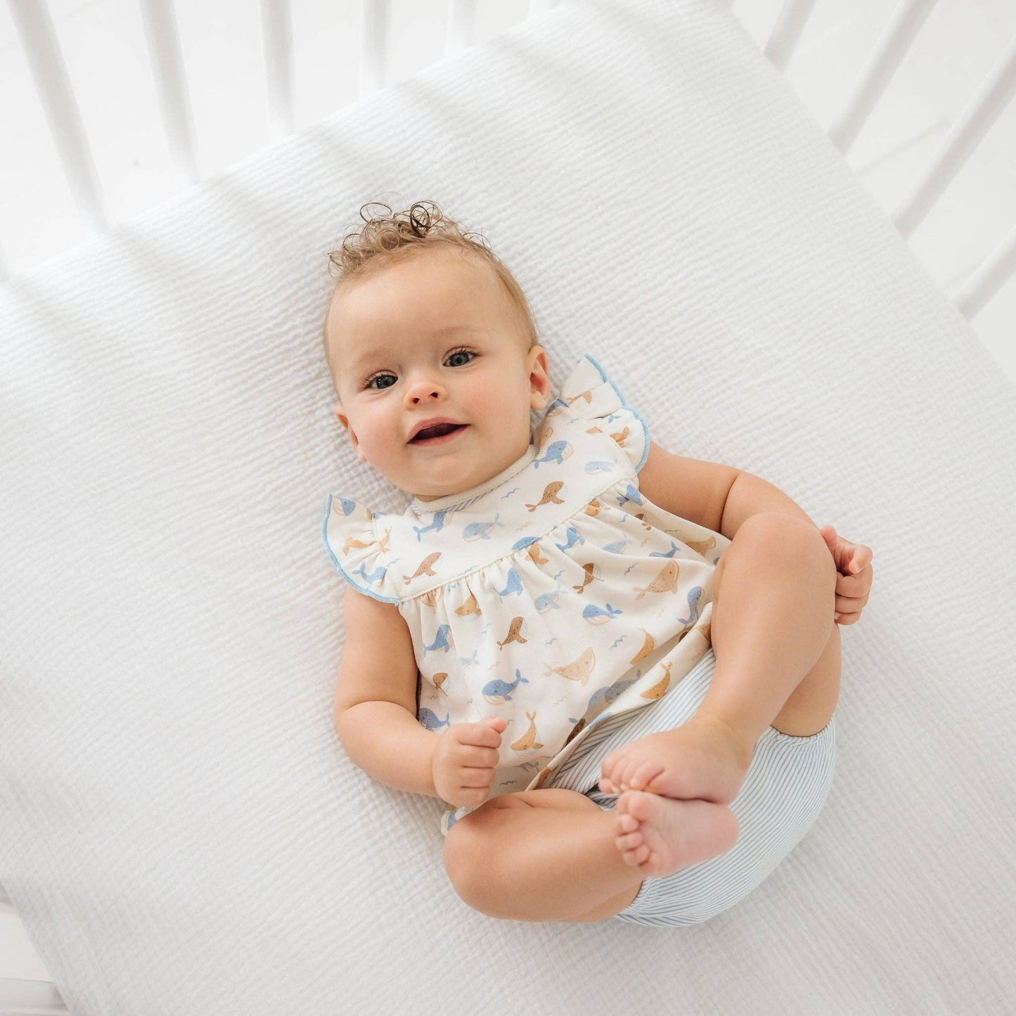 Whale Tales Ruffle Diaper Cover Set - Ivory