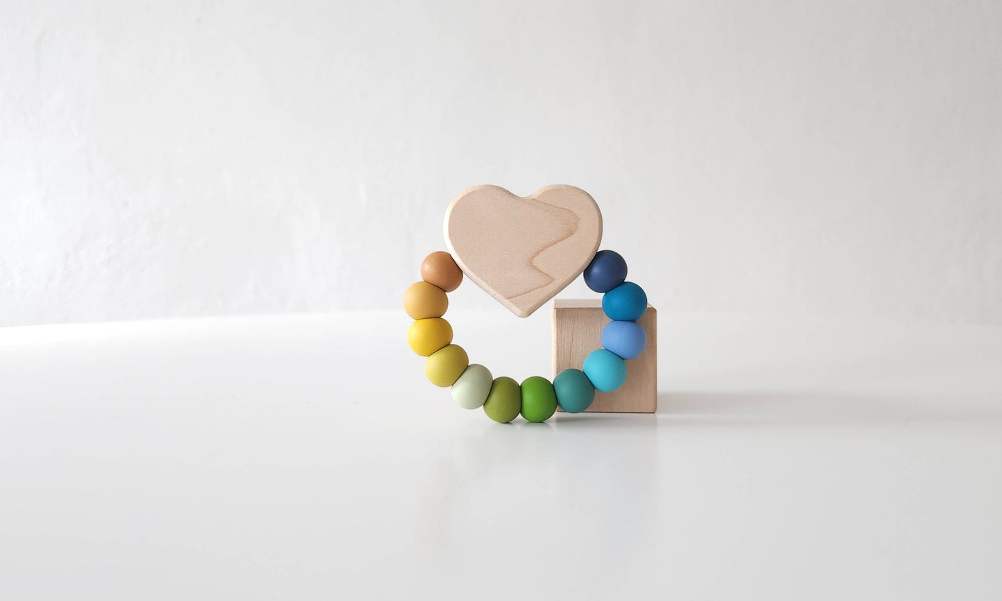 Heart Charm Wooden and Silicone Baby Teething Toy