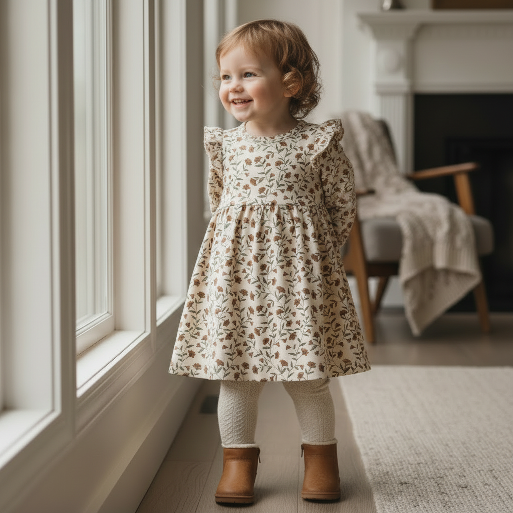 Organic Ruffle Sleeve Dress - Rustbloom