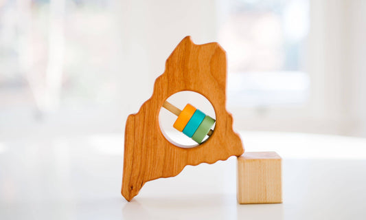 Maine State Wooden Baby Toy Rattle - Customize Your Colors