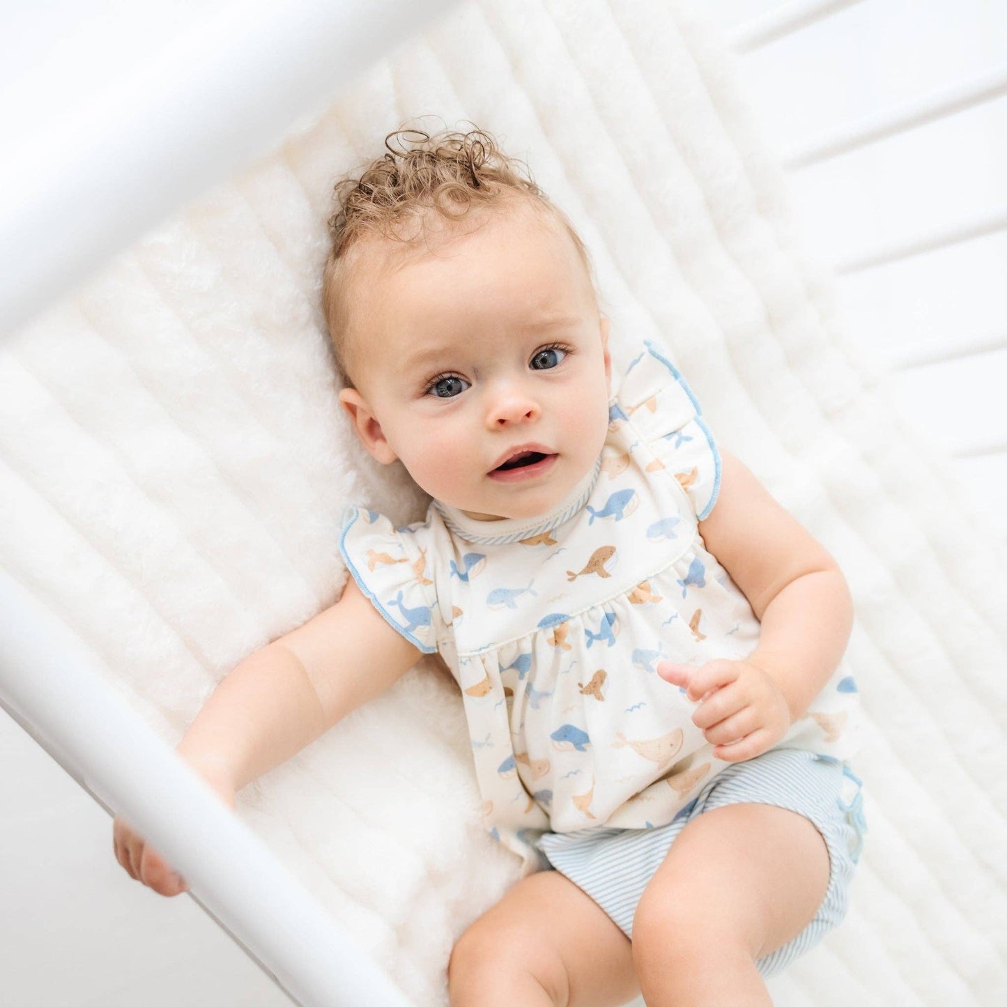 Whale Tales Ruffle Diaper Cover Set - Ivory