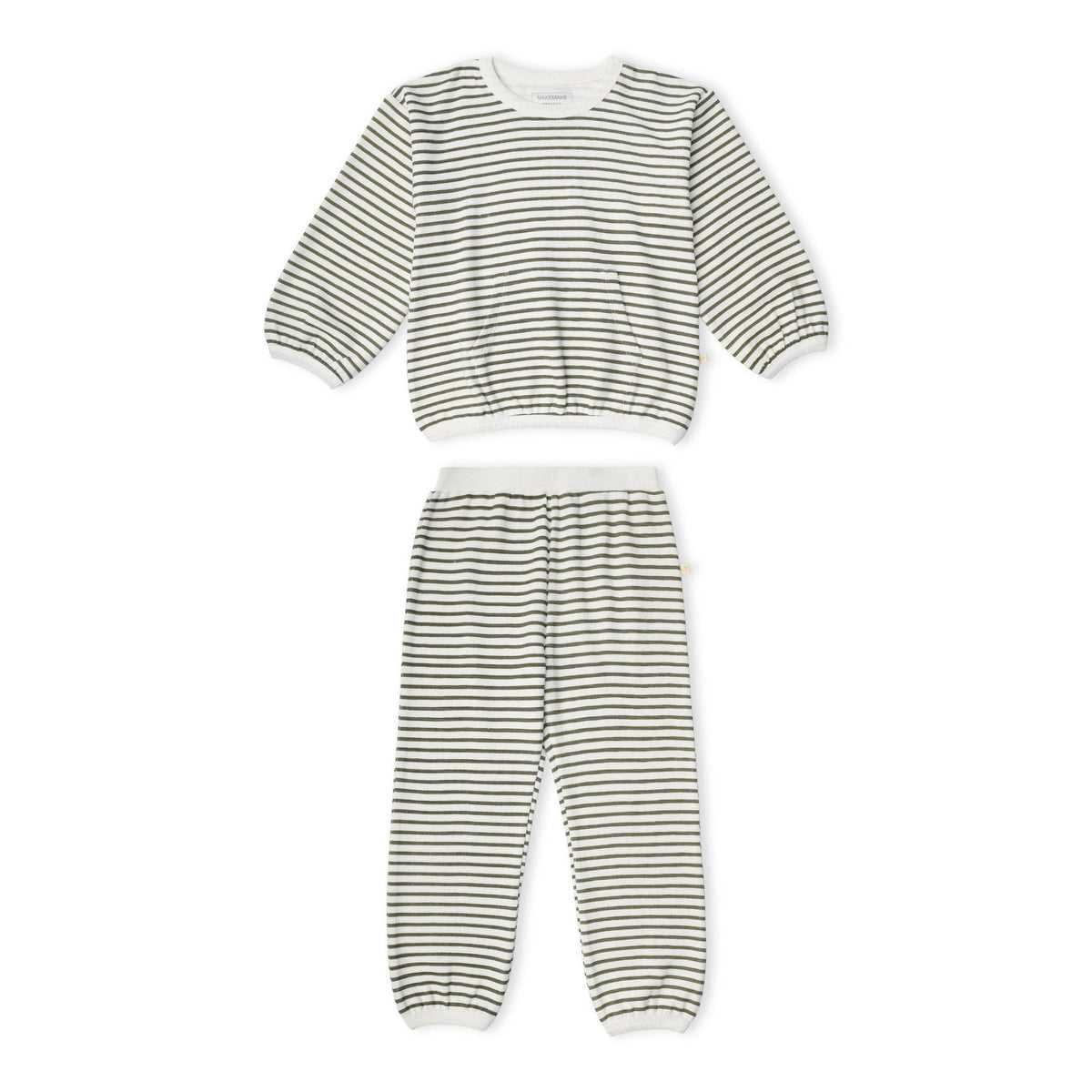 Organic Tee & Pant Slouch Set - Olive Stripes