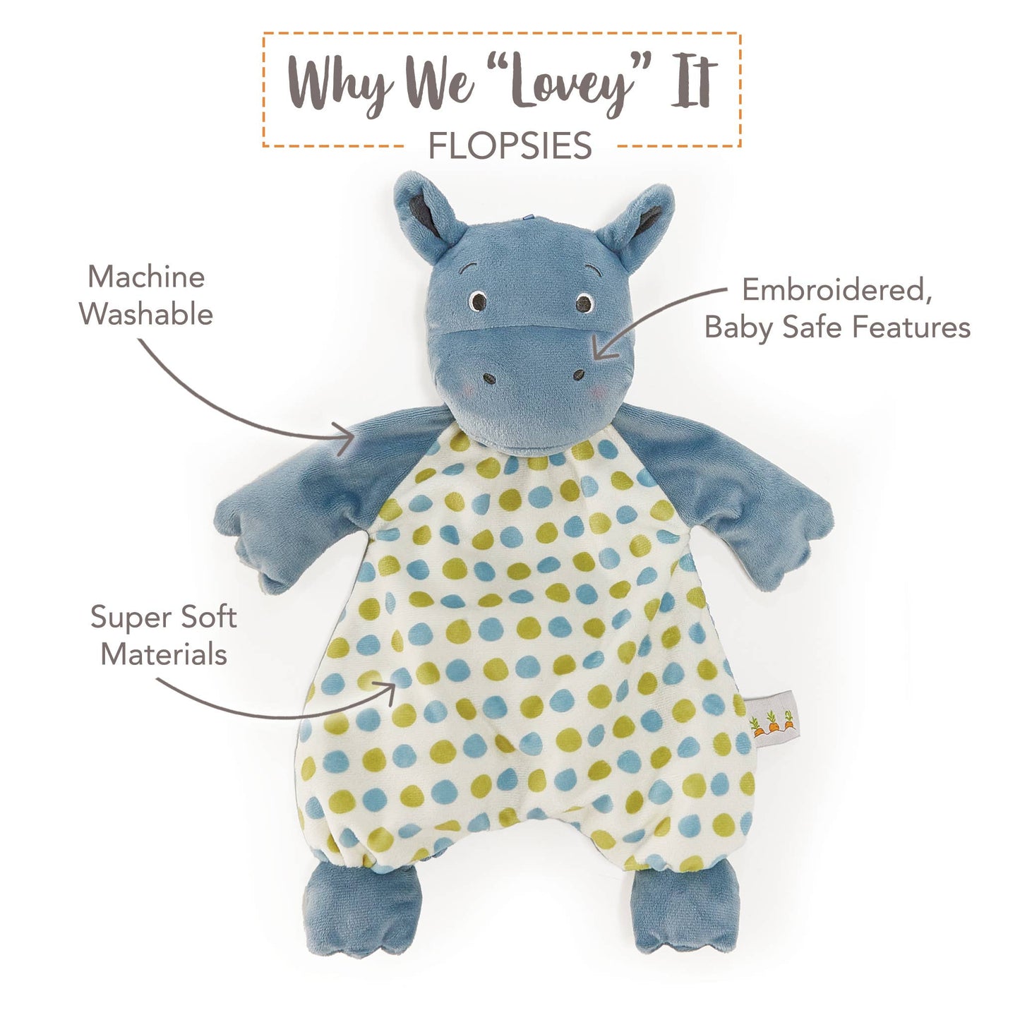 Henny the Hippo Flopsie Baby Lovey