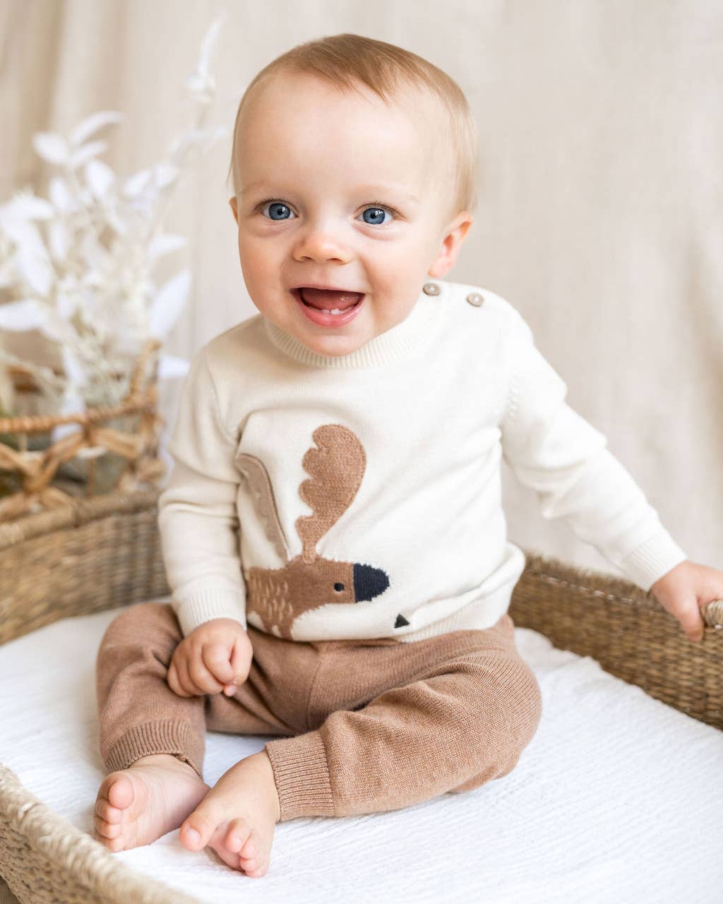 Moose Jacquard Knit Sweater (Organic Cotton)