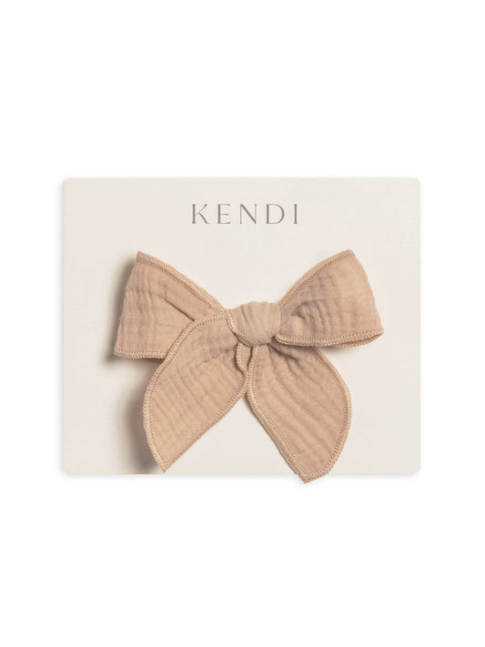 Baby & Kids Muslin Bow Clip - Beige