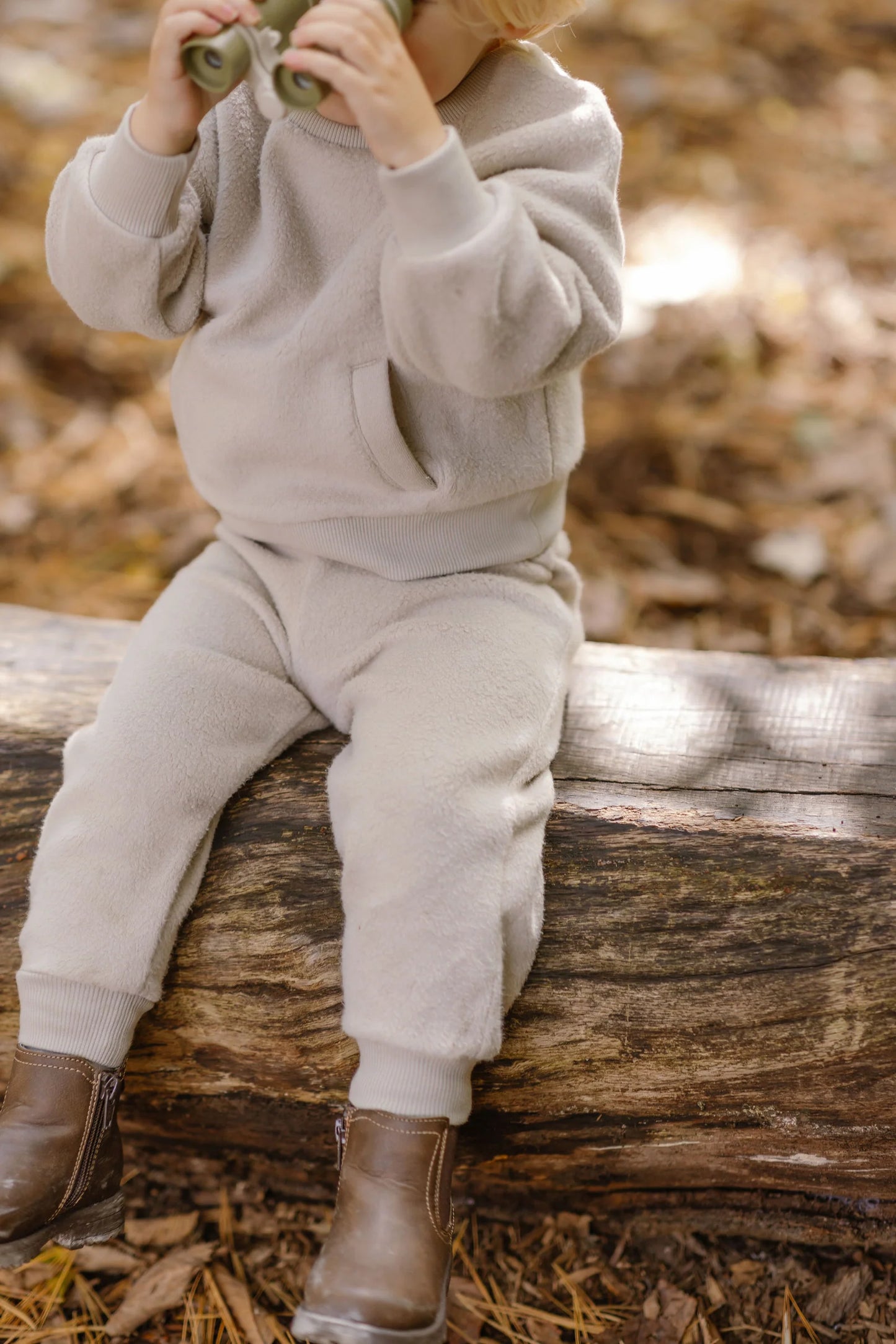 Teddy Fleece Drop Shoulder Sweatshirt - Stone