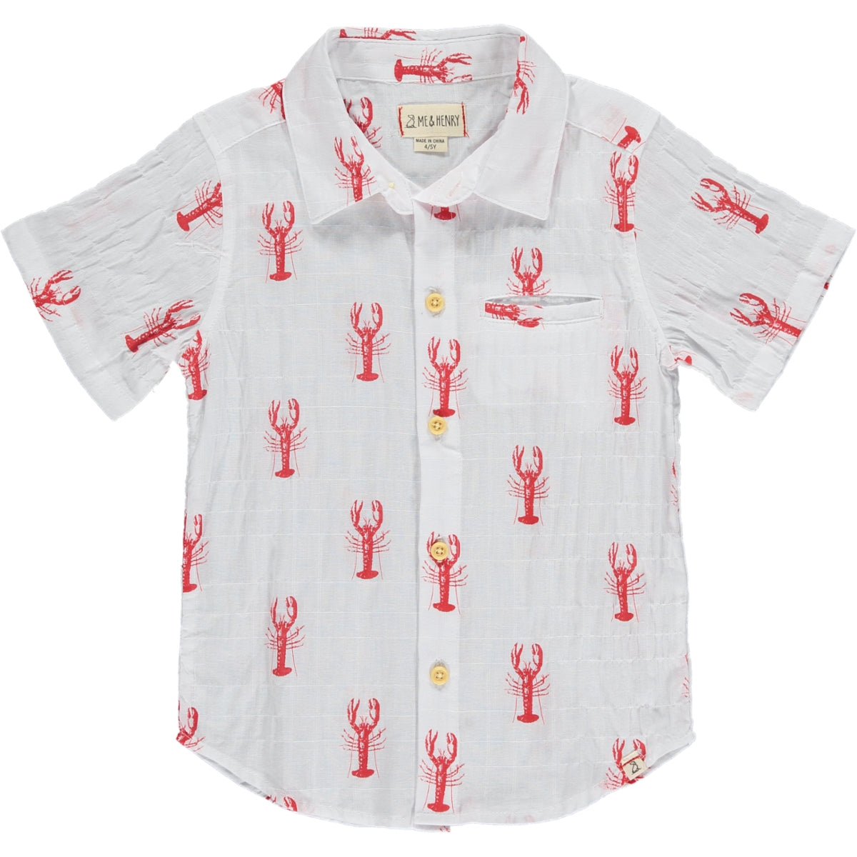 Woven Button Down Shirt Lobster Print