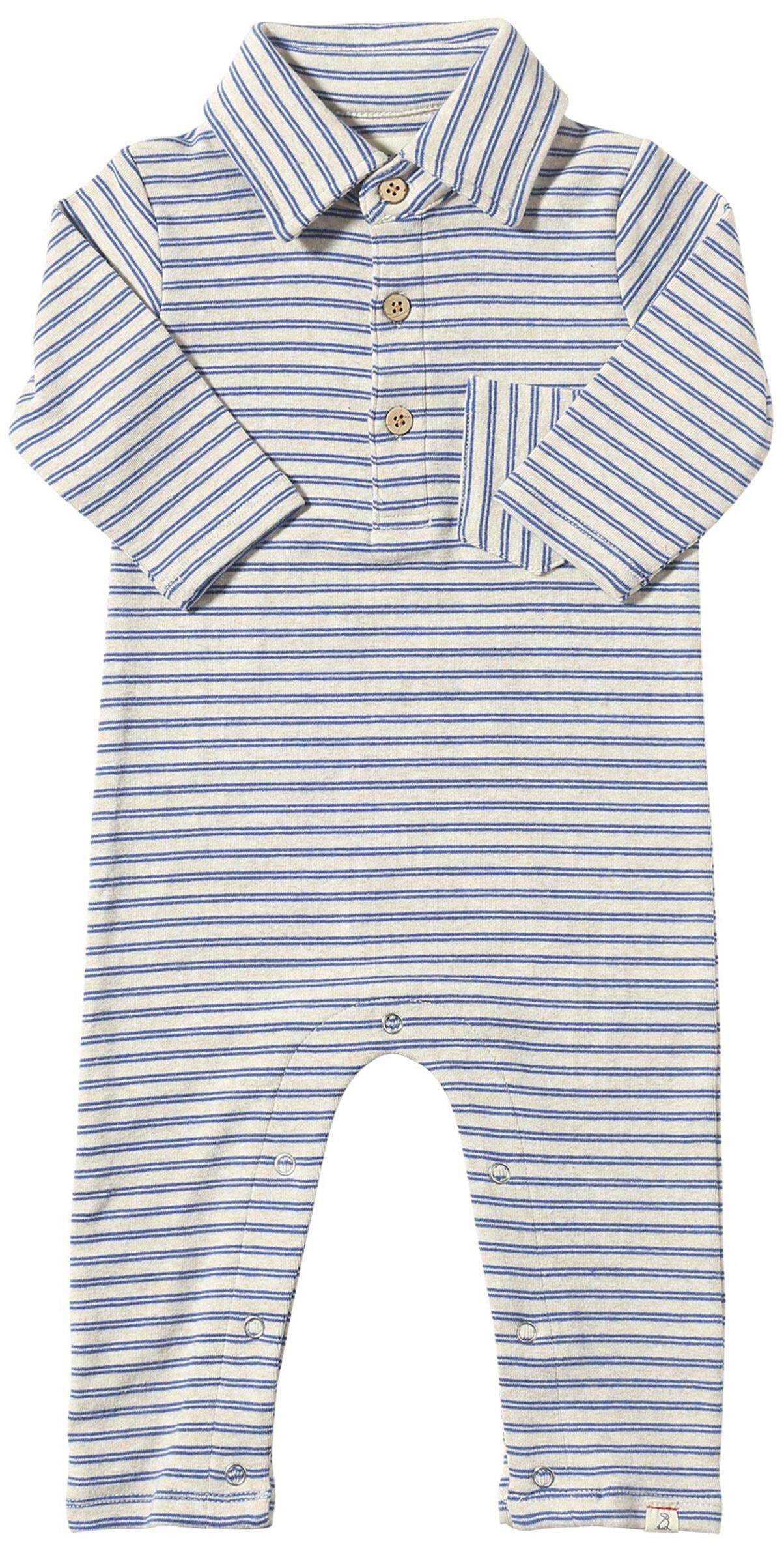 Kingston Romper - Royal/Gray Stripe