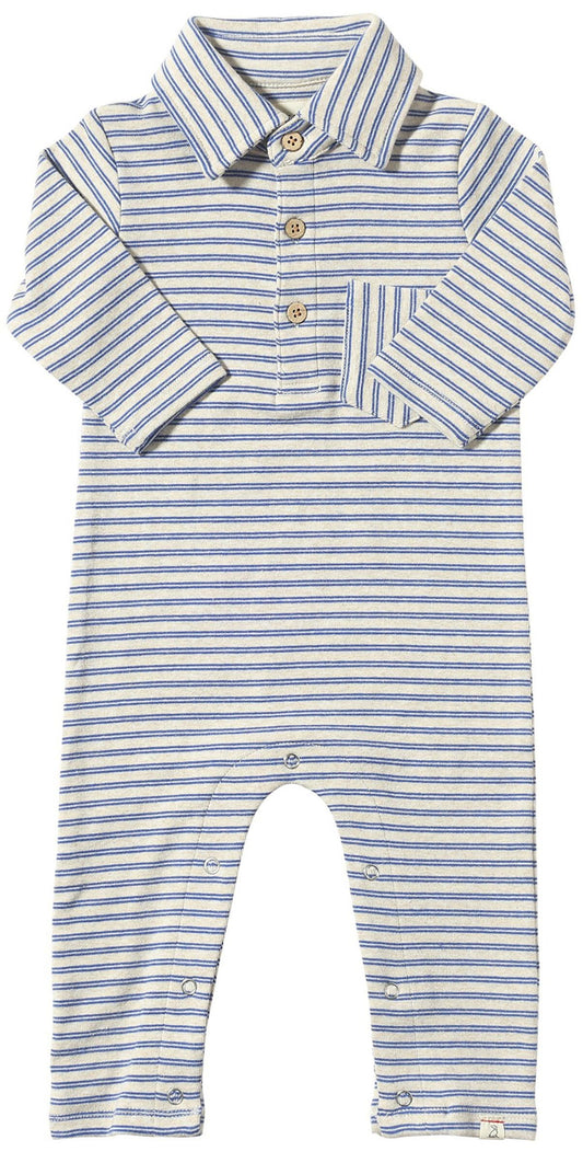 Kingston Romper - Royal/Gray Stripe