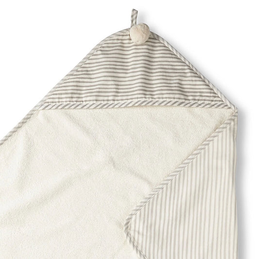 Hooded Towel - Stripes Away Pebble Grey