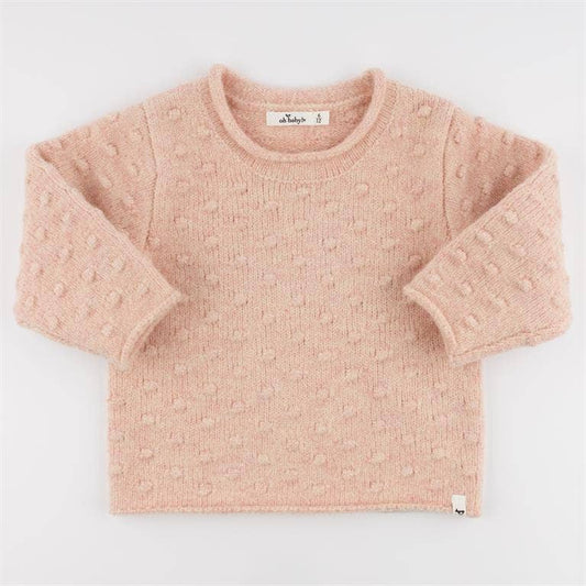 Heather Bobble Stitch Roll-Edge Knitted Pullover