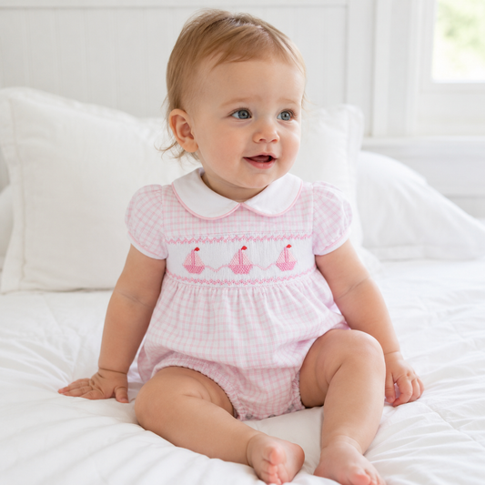 Ahoy Baby Classics Smocked Bubble - Pink