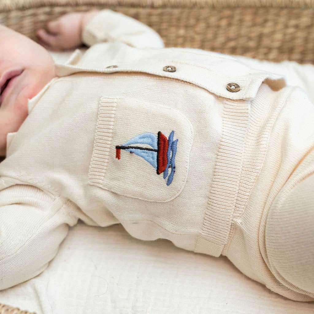 Sailboat Embroidered Pocket Baby Shirt & Pants (Organic)