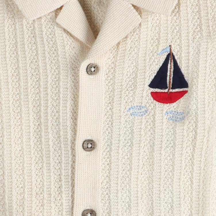 Sailboat Embroidered Baby Shirt & Shorts Set (Organic)