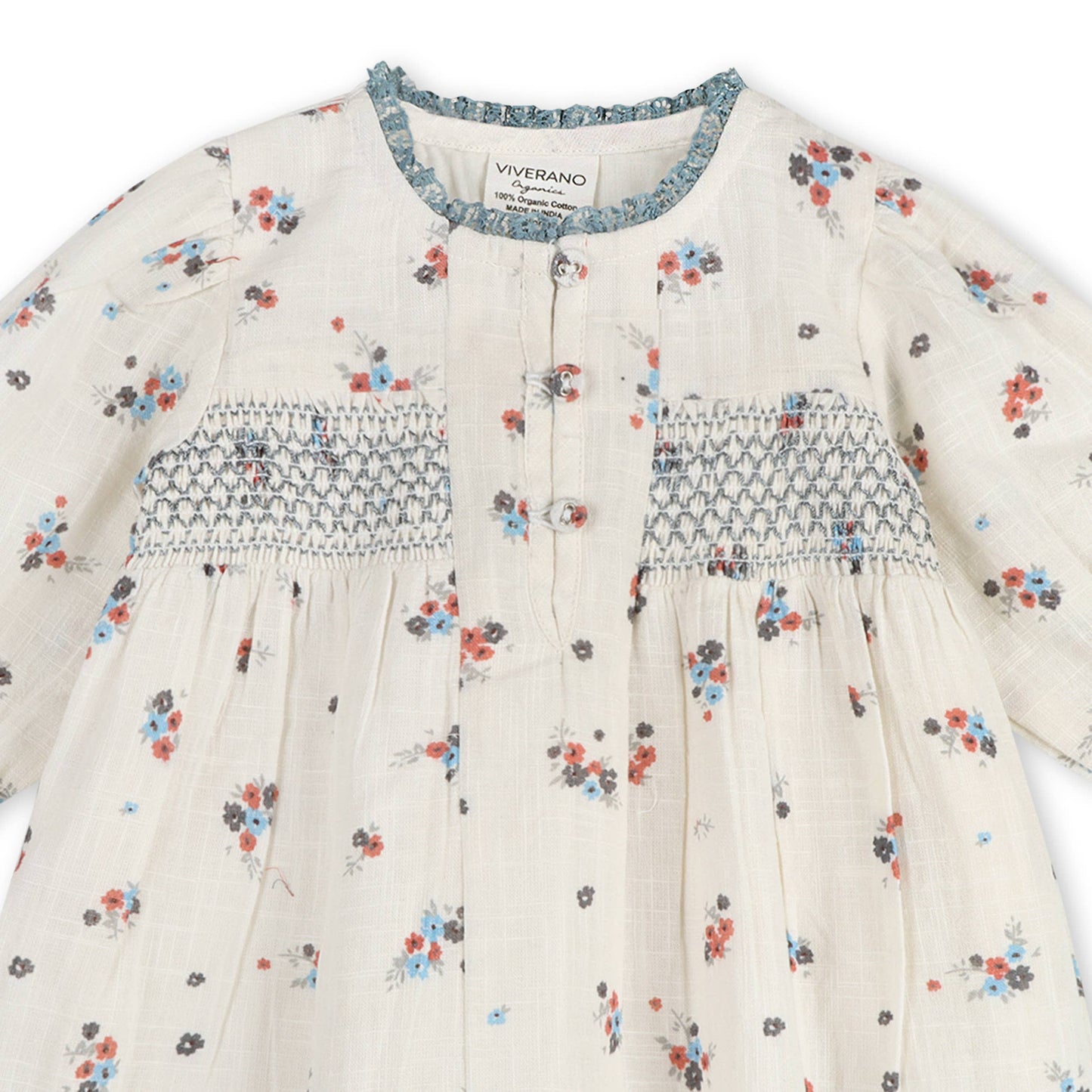 Juliet Smocked Floral Baby Dress & Bloomer Set (Organic)