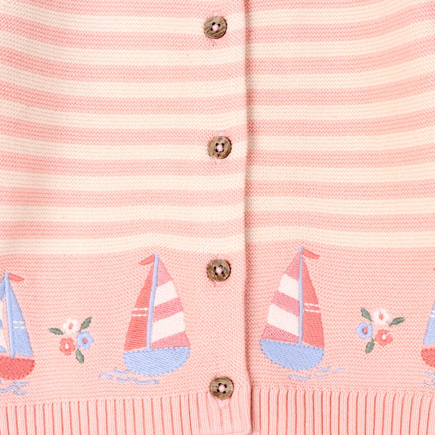 Sailboats & Stripe Baby Knit Cardigan (Organic)