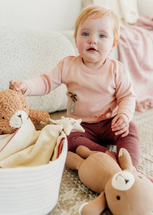 Peanut Lil Bear- Organic Sherpa Knit Stuffed Animal Baby Toy
