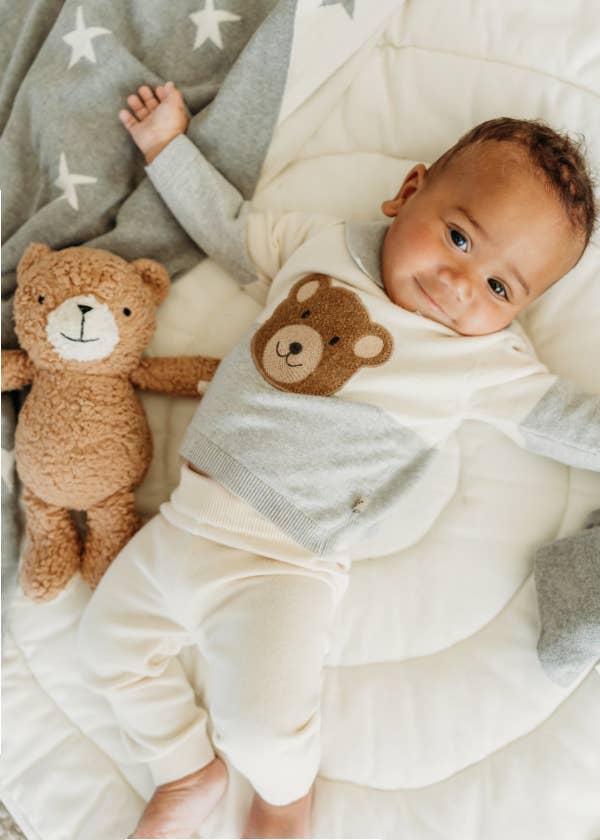 Peanut Lil Bear- Organic Sherpa Knit Stuffed Animal Baby Toy