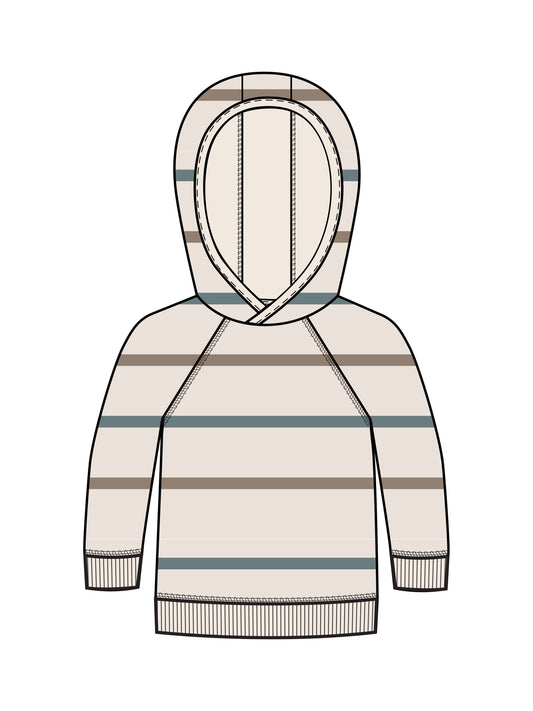 Baby & Kids Madison Hooded Pullover-Max Stripe / Teal+Taupe