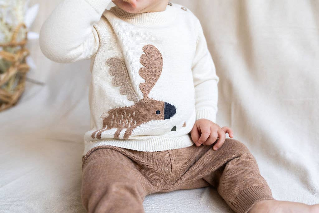 Moose Jacquard Knit Sweater (Organic Cotton)
