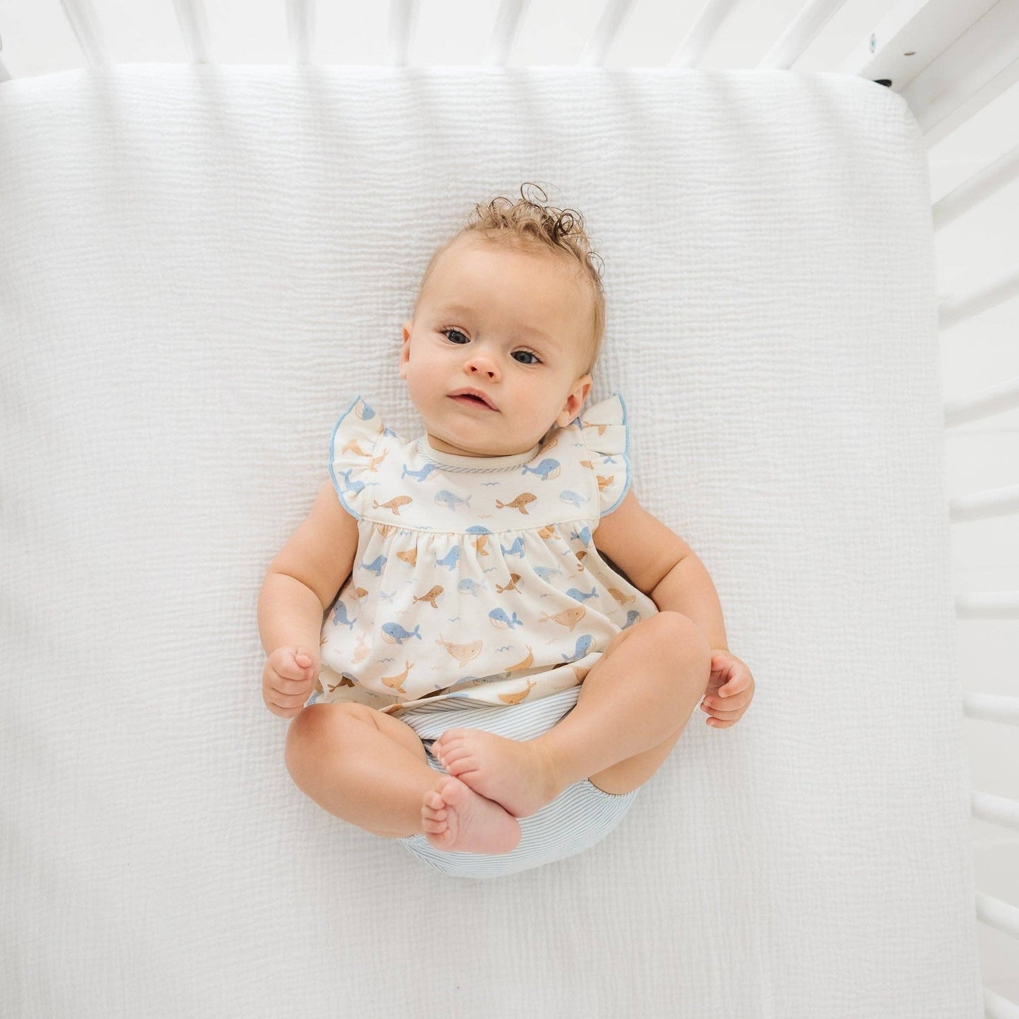 Whale Tales Ruffle Diaper Cover Set - Ivory