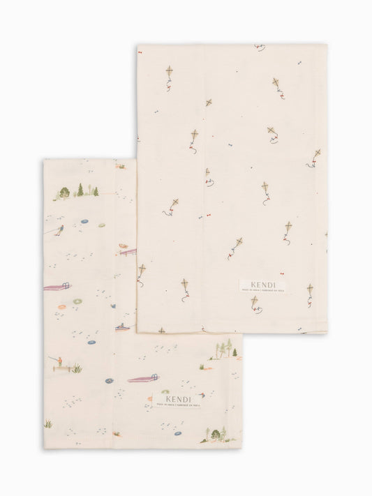 2-Pack Burp Cloths - Kite + Lake