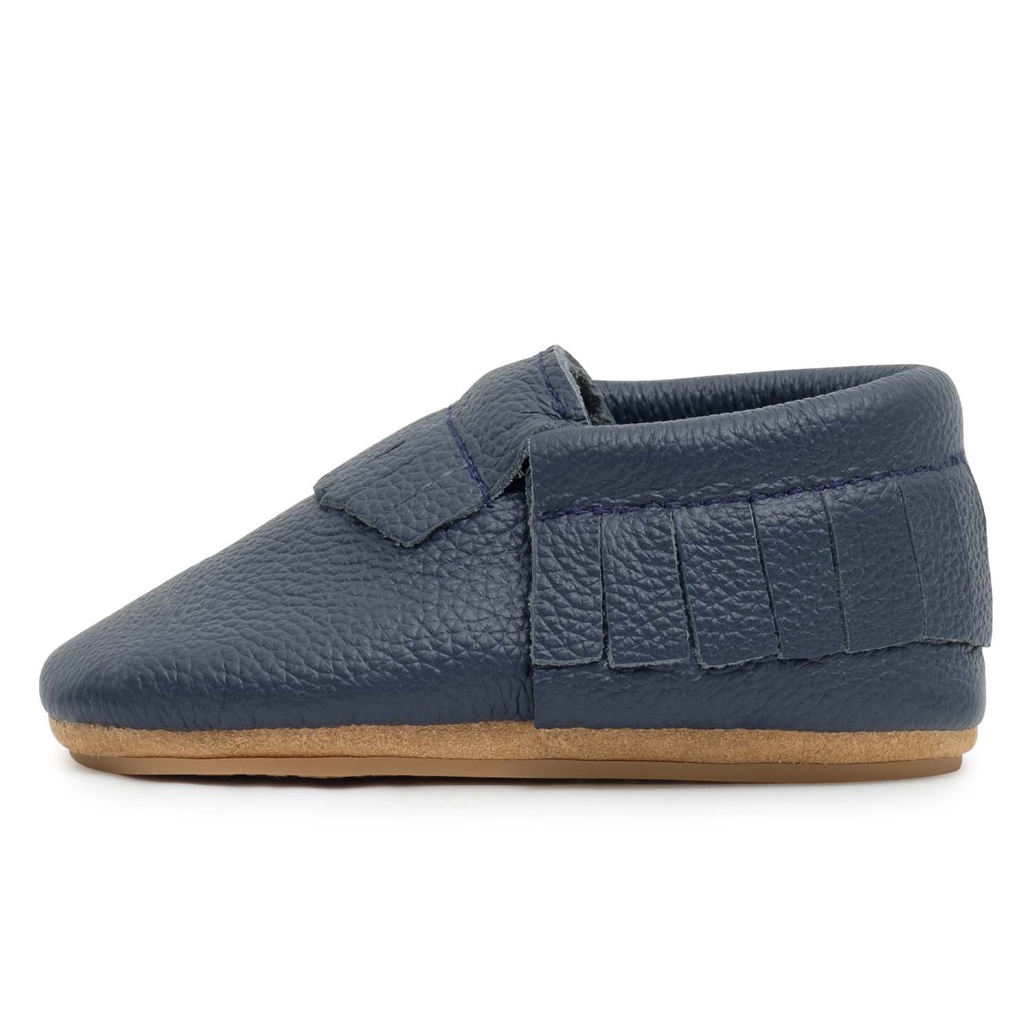 Hard Sole Baby Moccasins -  Baby Toddler Shoes (Navy Blue)
