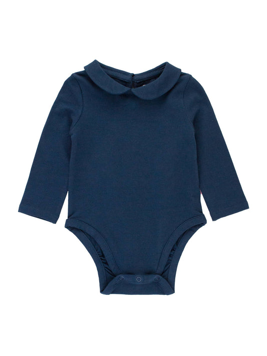 Baby Girls Dark Navy Peter Pan Collar Bodysuit
