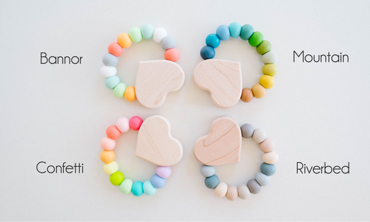 Heart Charm Wooden and Silicone Baby Teething Toy
