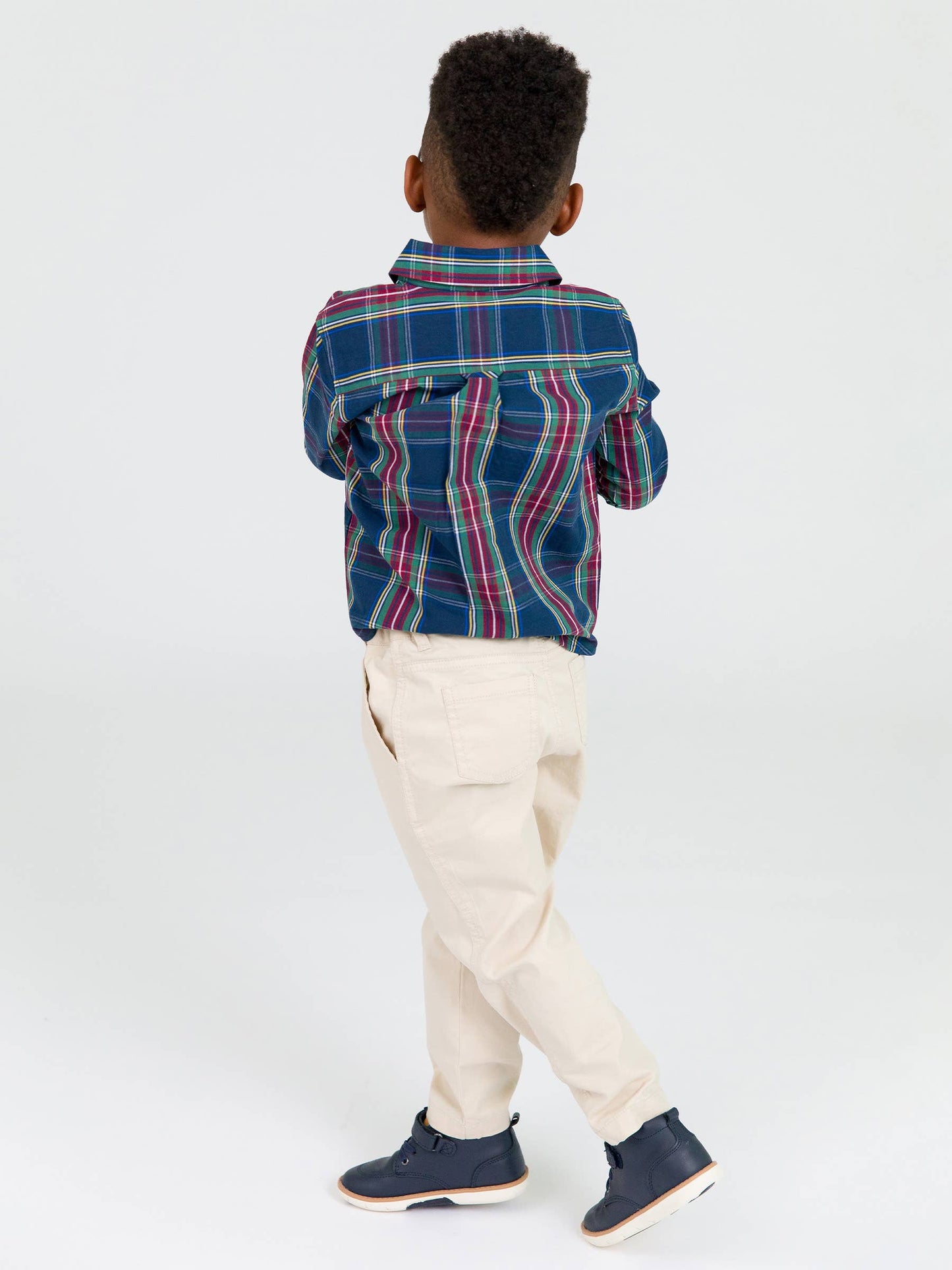 Boys Winter Nights Plaid Long Sleeve Button Down Shirt