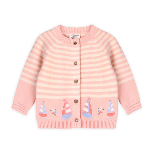 Sailboats & Stripe Baby Knit Cardigan (Organic)