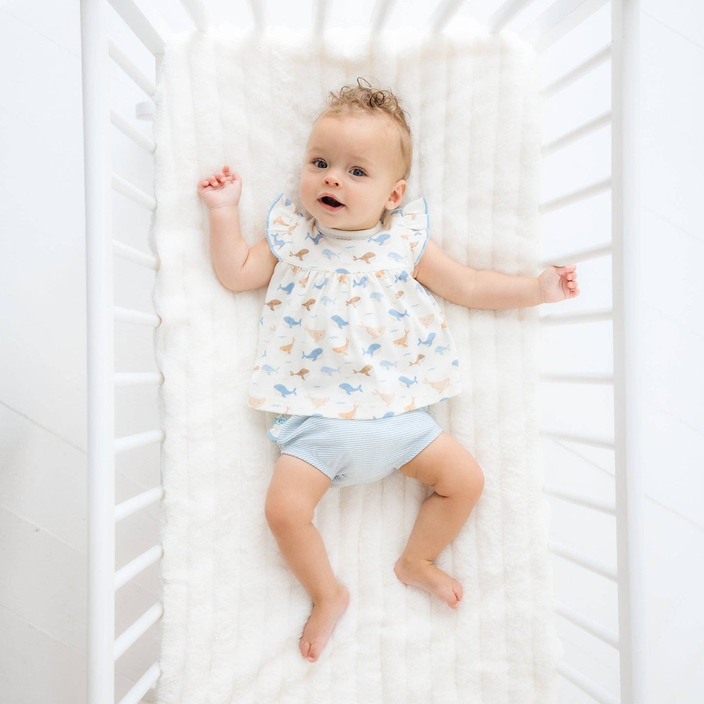 Whale Tales Ruffle Diaper Cover Set - Ivory