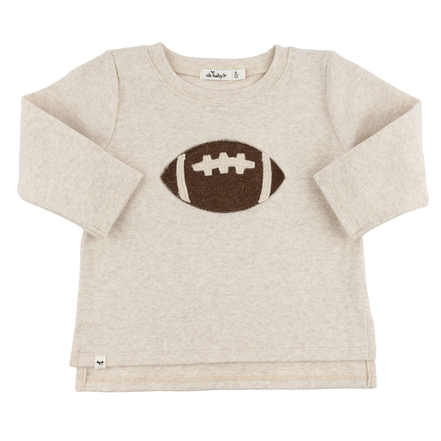 Chocolate Football Baby Rib LS Raw Edge Tee