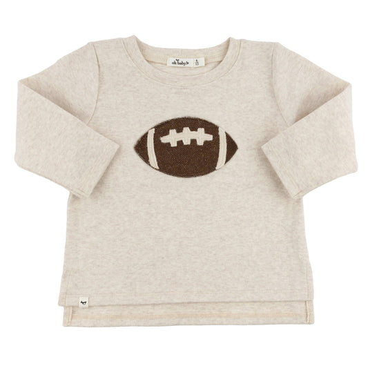 Chocolate Football Baby Rib LS Raw Edge Tee