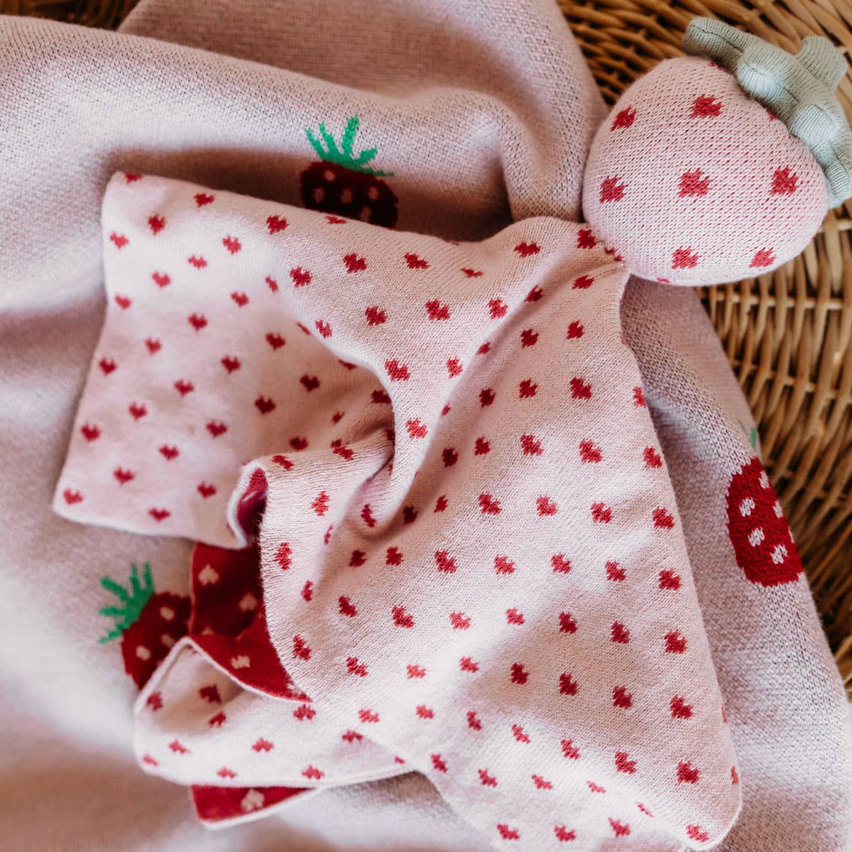 Strawberry - Organic Baby Lovey Security Blanket