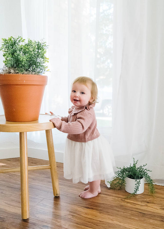 Ruffle Neck Sweater Knit Top & Tutu Baby Dress (Organic)