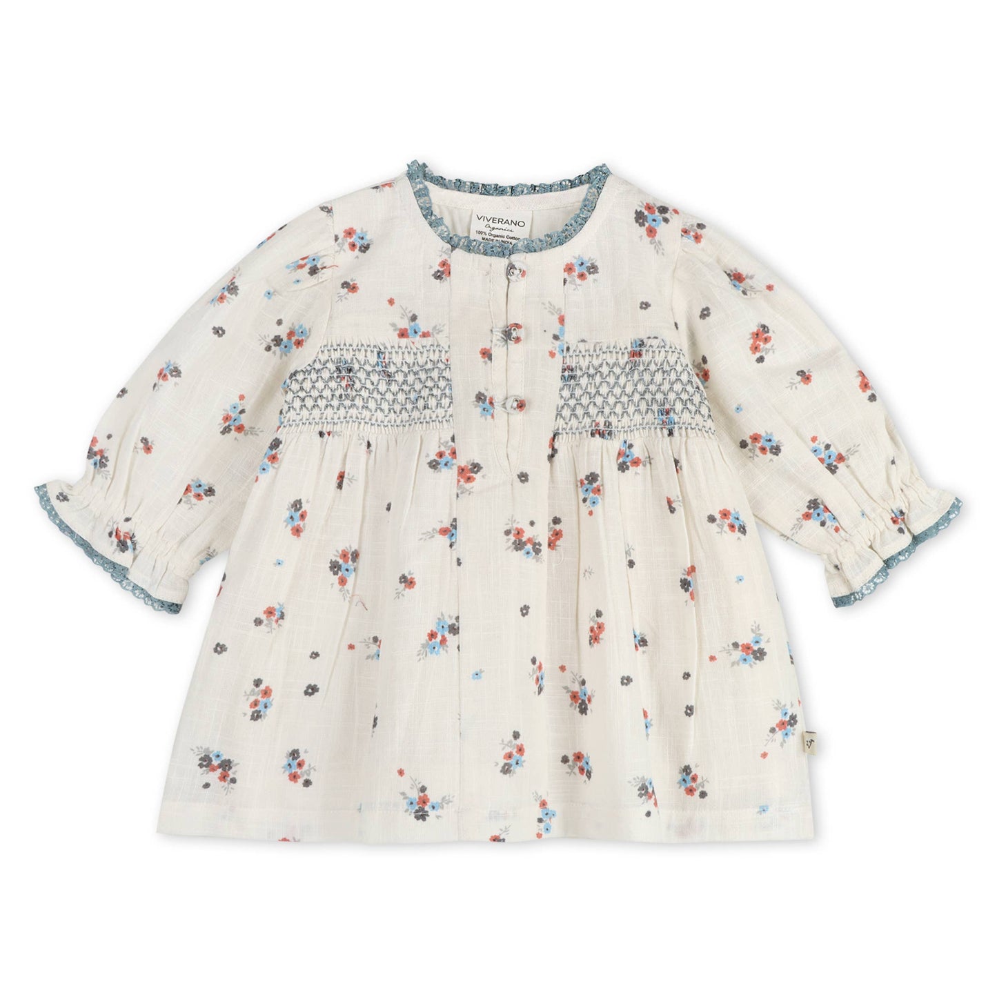 Juliet Smocked Floral Baby Dress & Bloomer Set (Organic)