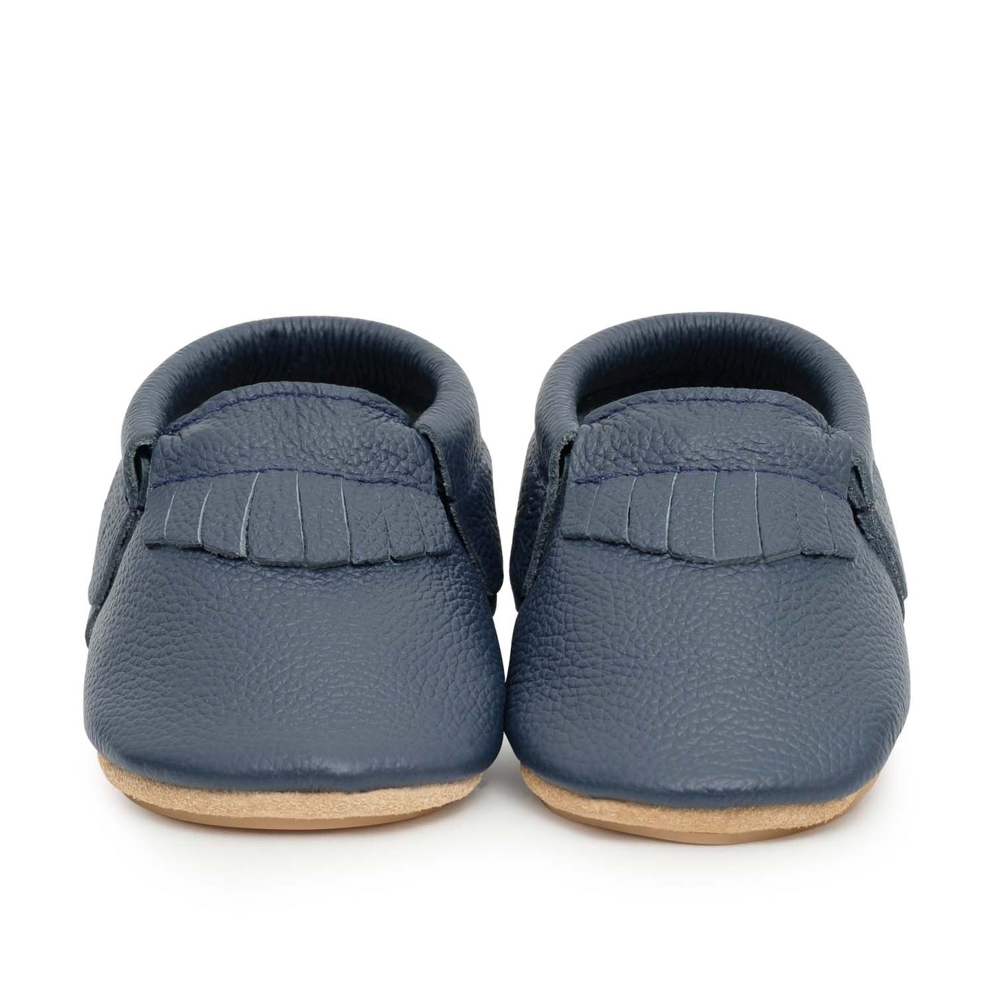 Hard Sole Baby Moccasins -  Baby Toddler Shoes (Navy Blue)