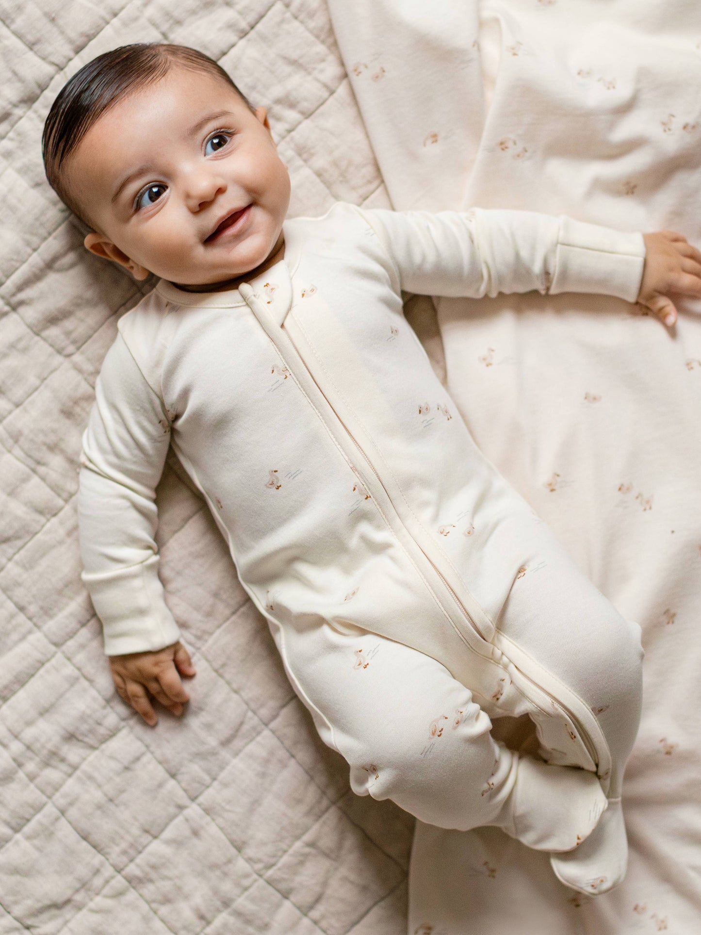 Peyton Zipper Sleeper - Duck / Oat + Chai