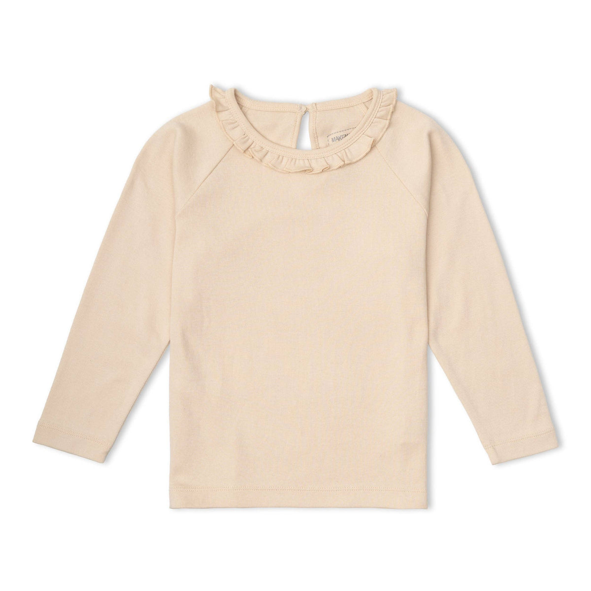 Organic Ruffle Neck Top - Oat
