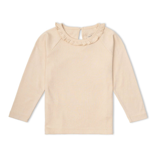 Organic Ruffle Neck Top - Oat