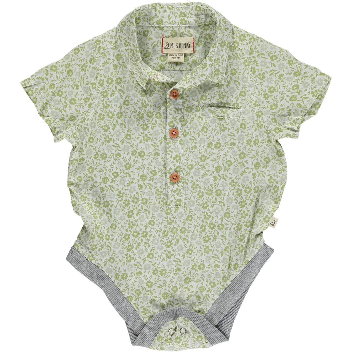 Helford Woven Onesie - Green Floral