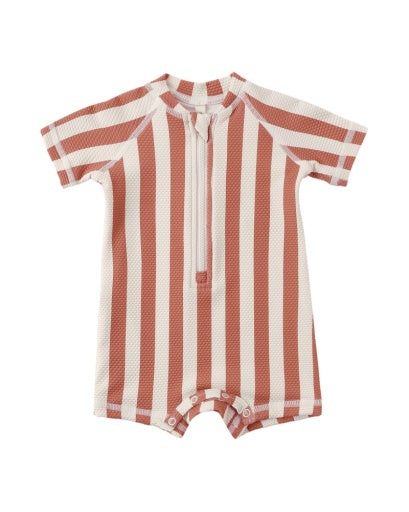 ZIP RASHGUARD ONE-PIECE RETRO POPPY STRIPE