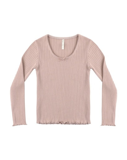 RIBBED LONG SLEEVE ROSEWOOD