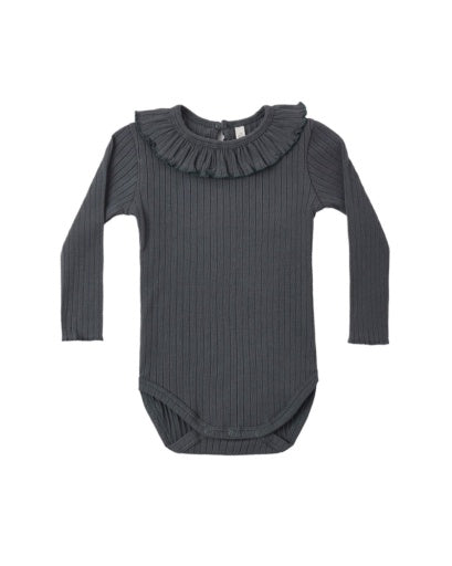 RUFFLE COLLAR BODYSUIT MIDNIGHT