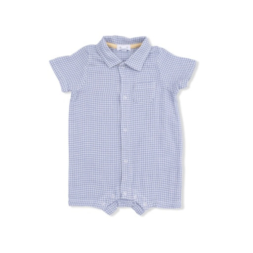 Micro Gingham Blue Blizzard - Polo Shortie