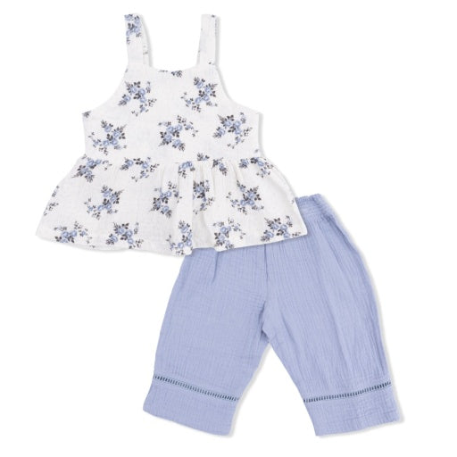 Belle Rosette Dot - Peplum Tank with Smocked Waist Pant