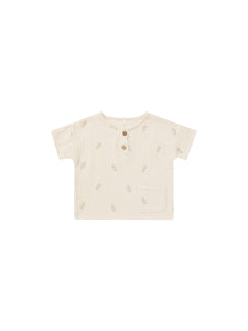 Woven Henley Tee - Pineapple