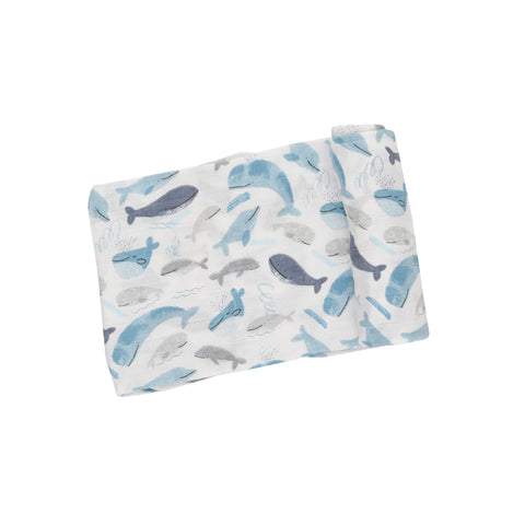 Swaddle Muslin Blanket - Blue Whales